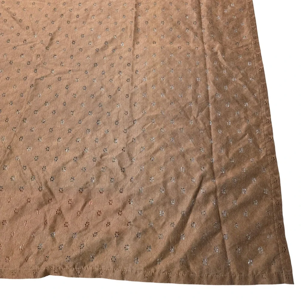 Vintage Brown Eyelet Ruffle Shower Curtain Valance Top Cottagecore 61x70